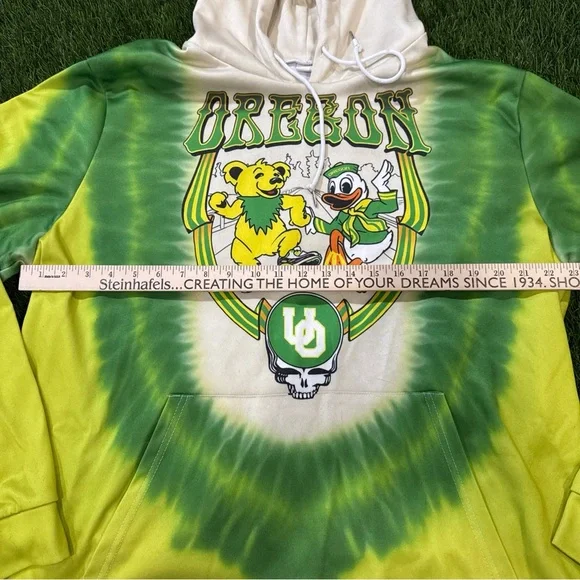 Oregon Tie-Dye Pullover Hoodie - Yellow & Green - Picture 4 of 15